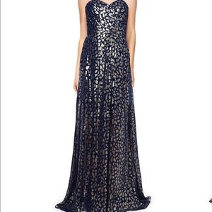 Erin Fetherston size 0 navy and gold gown